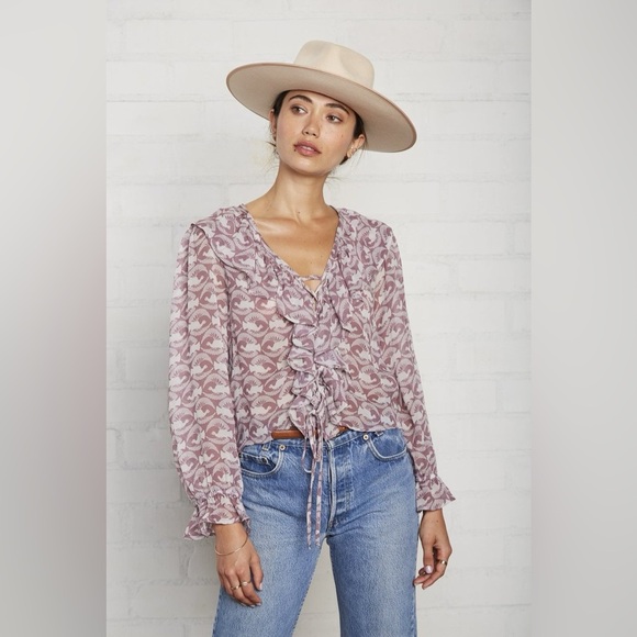 Rachell Pally Chiffon Eros Dove Print Top NEW - Picture 1 of 6